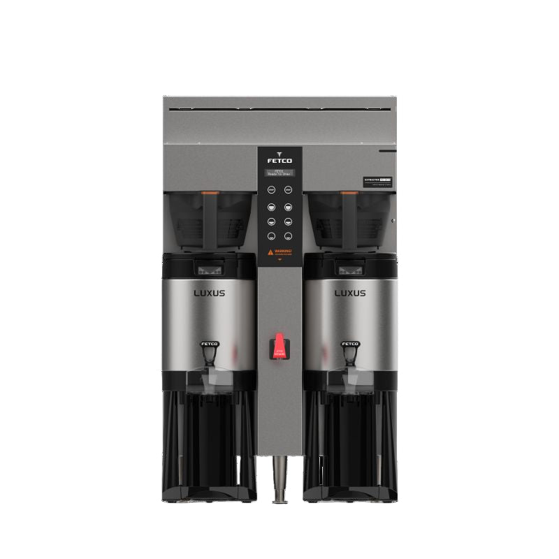 FETCO CBS-1242 Plus Twin 1-Gallon Commercial Coffee Brewer Twin Station Extractor Plus Stainless Steel With Plastic Brew Basket