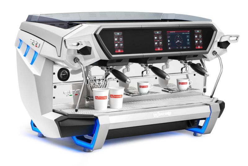 La Spaziale Commercial Espresso Machine White with 3 Groups and Takeaway capabilities