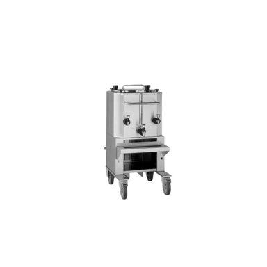 LBD 24-gallon thermal dispenser with mobile cart, designed for transporting and serving large volumes of hot beverages in commercial and catering environments.